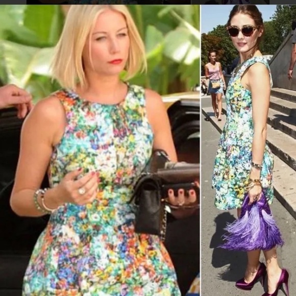 ZARA Floral Botanical Tulip Bloggers Celeb Fave Dress Olivia Palermo X Small - Picture 2 of 14